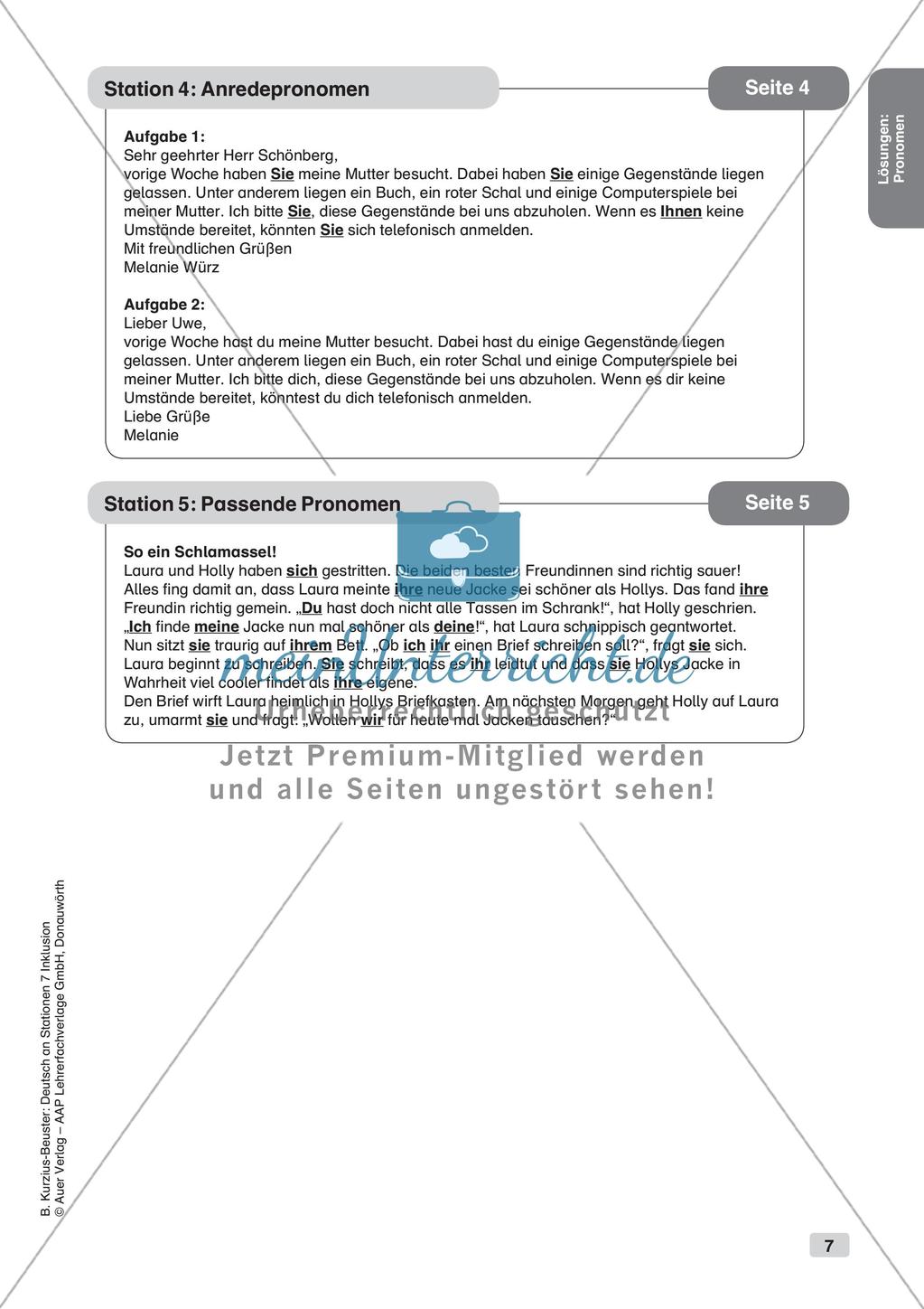 Stationsarbeit Inklusion: Pronomen Preview 9