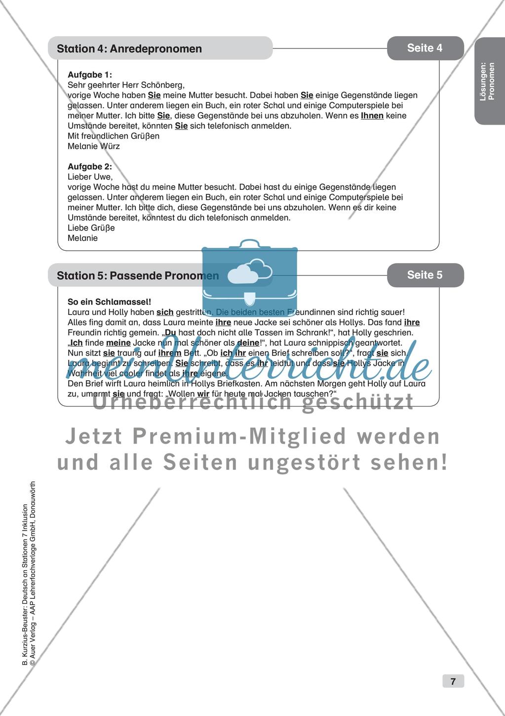 Stationsarbeit Inklusion: Pronomen Preview 9