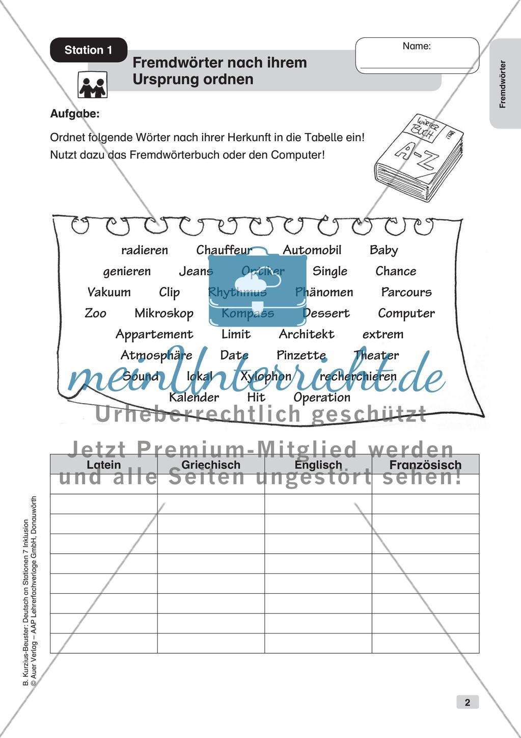 Stationsarbeit Inklusion: Fremdwörter Preview 4