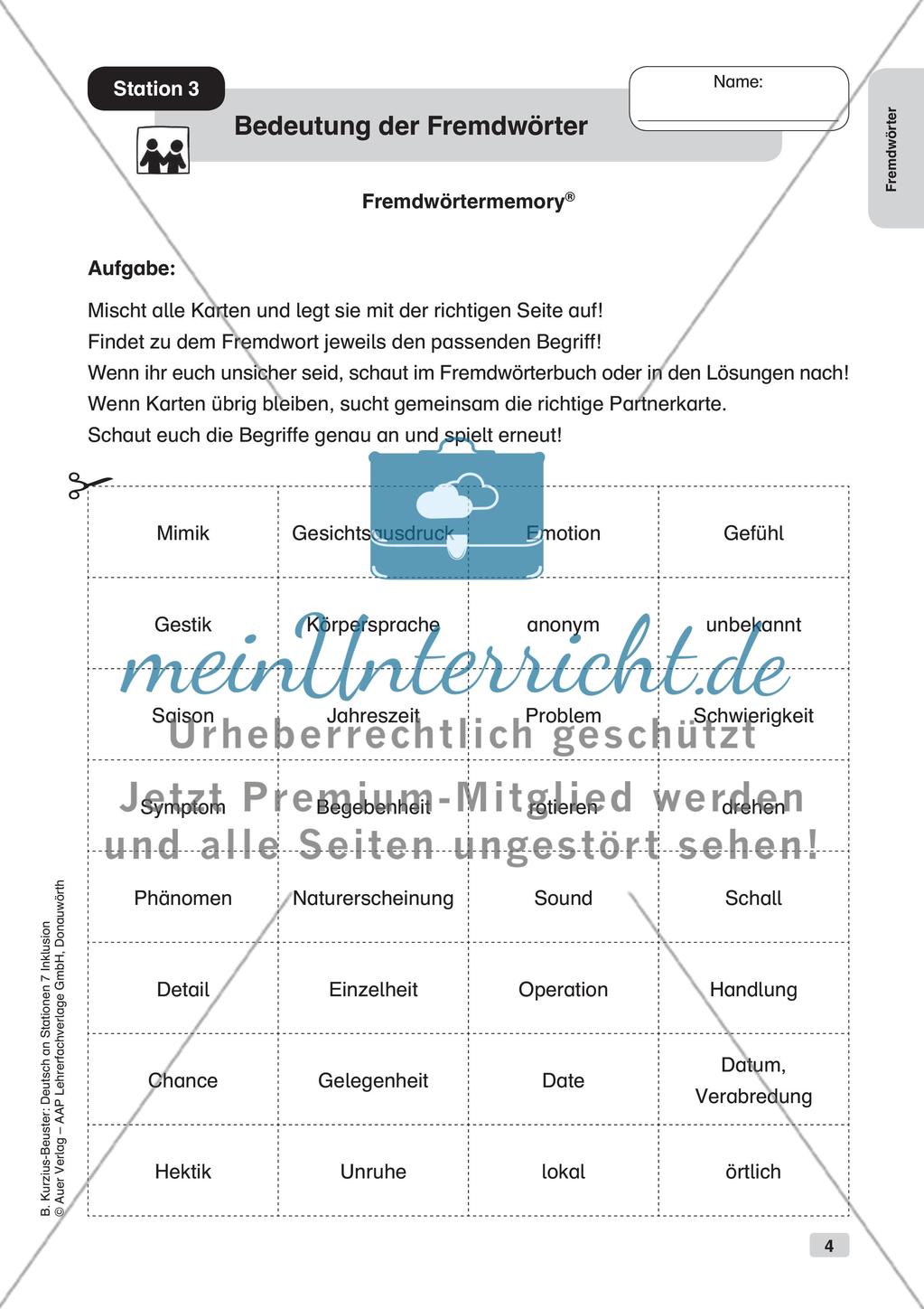 Stationsarbeit Inklusion: Fremdwörter Preview 6