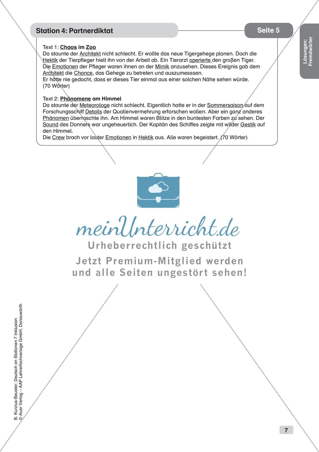 Stationsarbeit Inklusion: Fremdwörter Preview 9