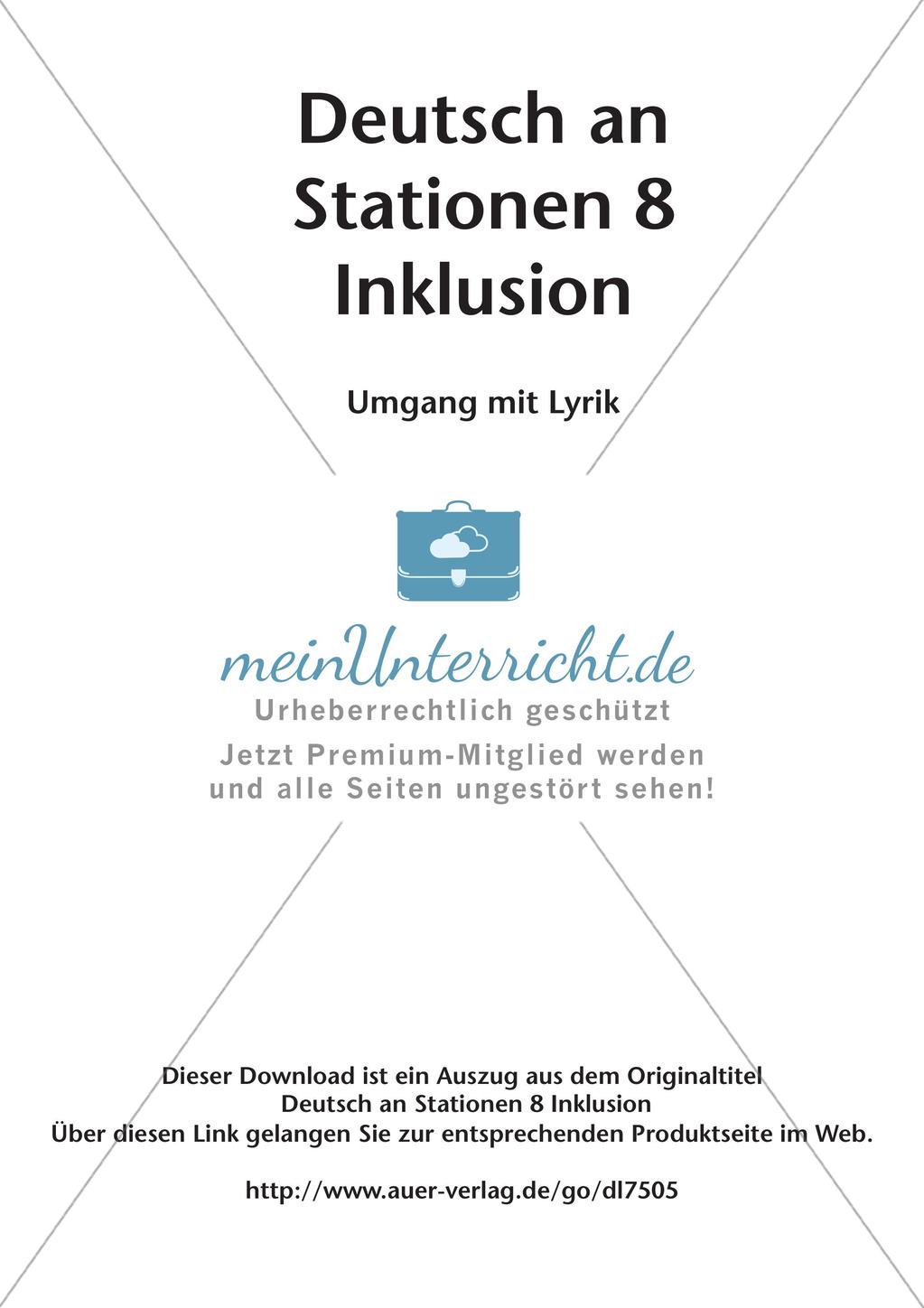 Stationsarbeit Inklusion: Umgang mit Lyrik Preview 2