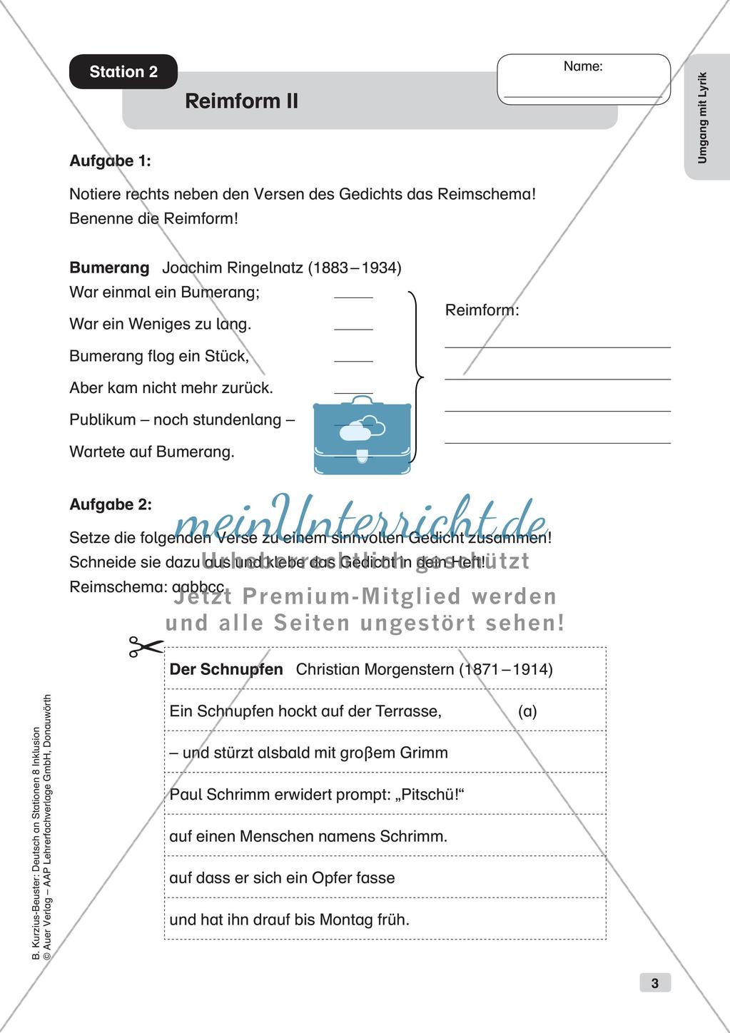 Stationsarbeit Inklusion: Umgang mit Lyrik Preview 5