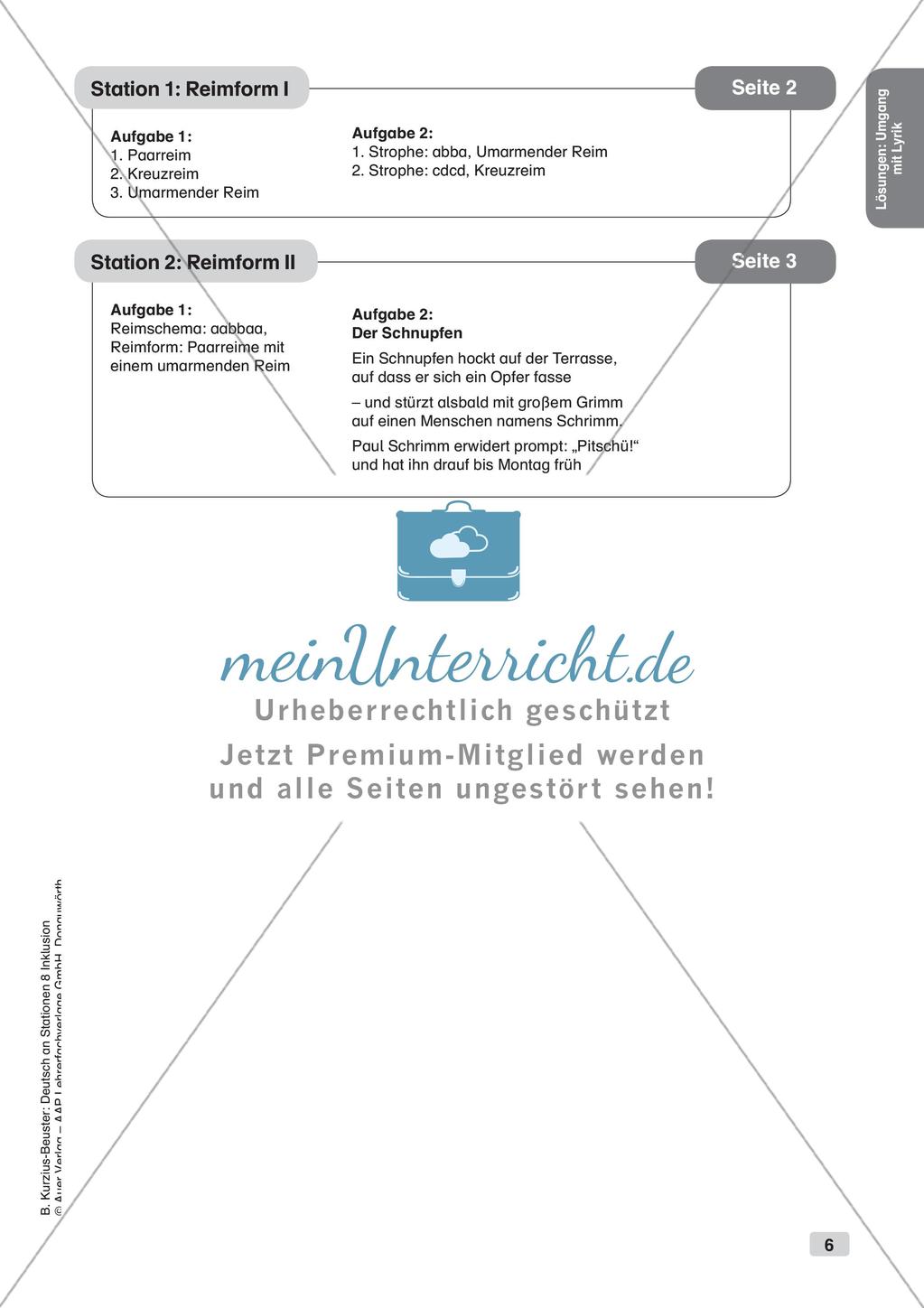 Stationsarbeit Inklusion: Umgang mit Lyrik Preview 8