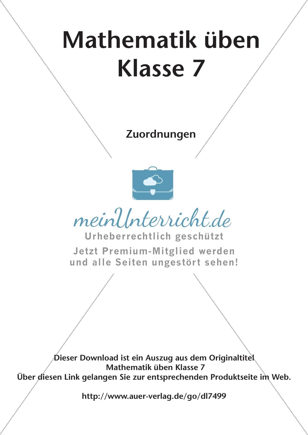 Mathematik üben: Zuordnungen Preview 2