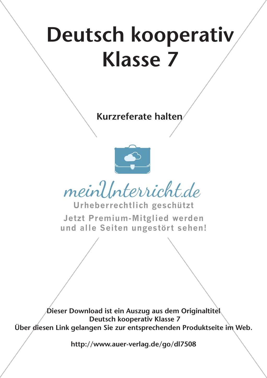 Deutsch kooperativ: Kurzreferate halten Preview 2