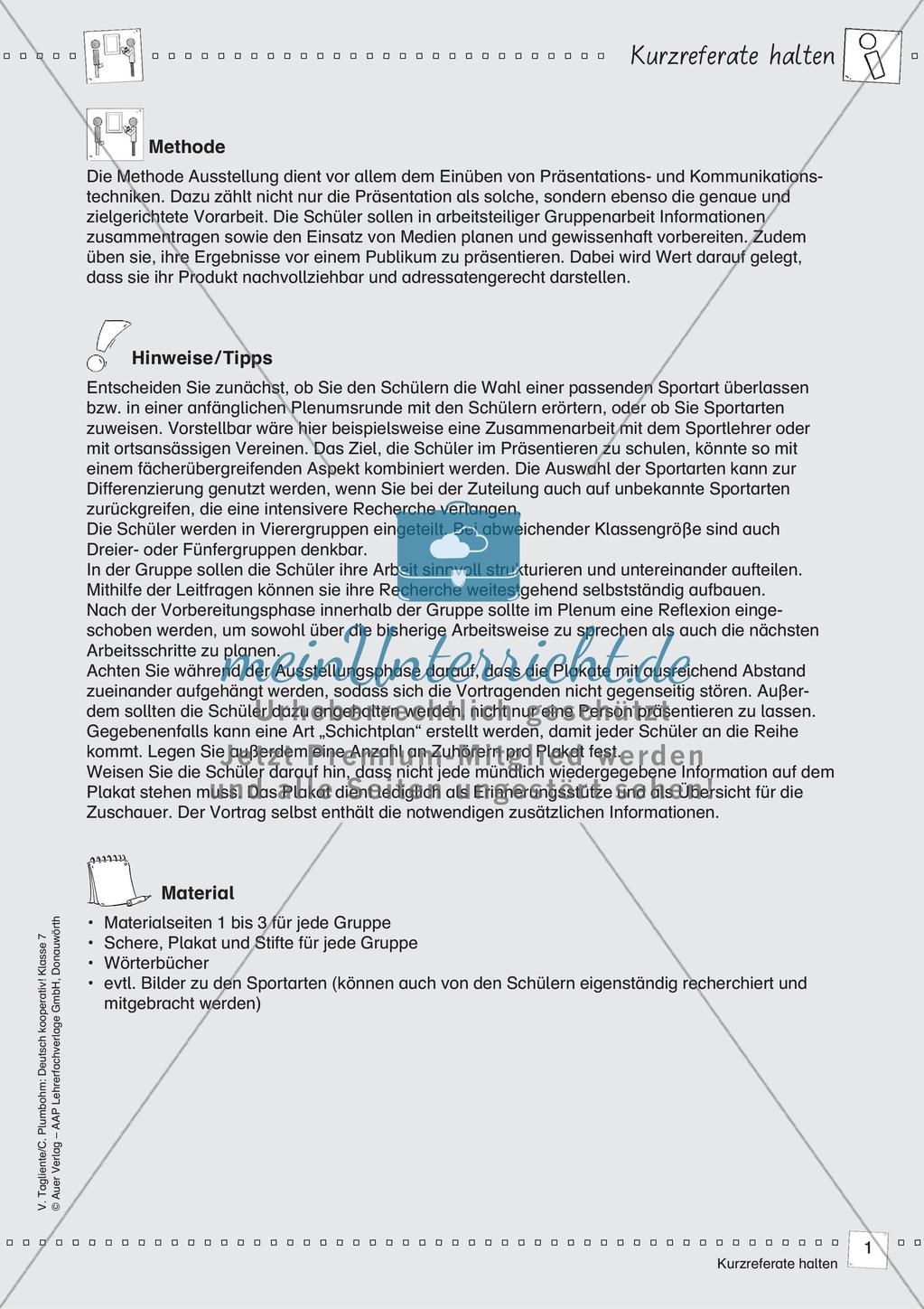 Deutsch kooperativ: Kurzreferate halten Preview 3