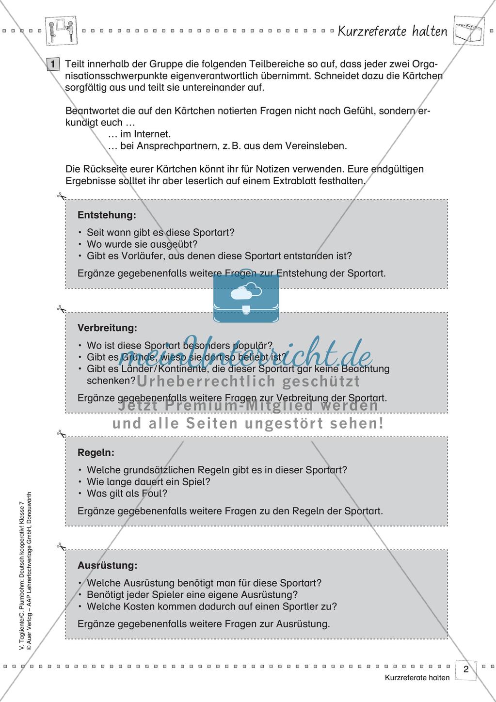 Deutsch kooperativ: Kurzreferate halten Preview 4