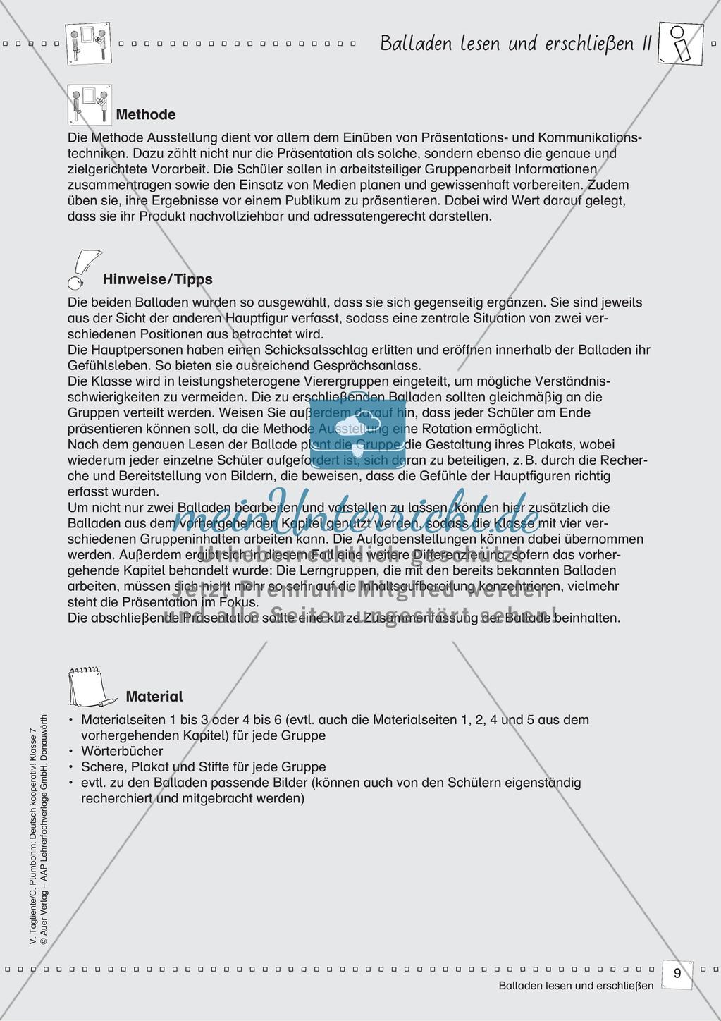 Deutsch kooperativ: Balladen lesen und erschließen Preview 11