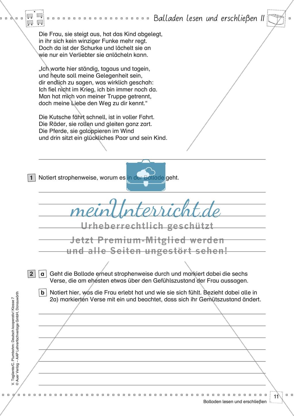 Deutsch kooperativ: Balladen lesen und erschließen Preview 13