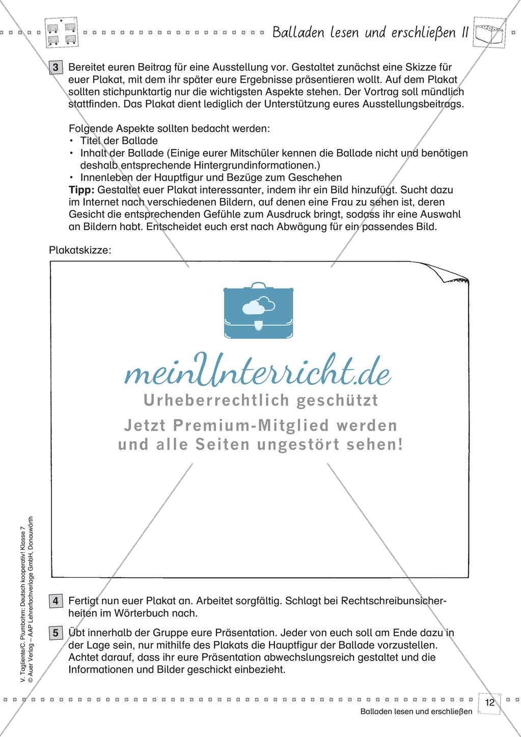 Deutsch kooperativ: Balladen lesen und erschließen Preview 14