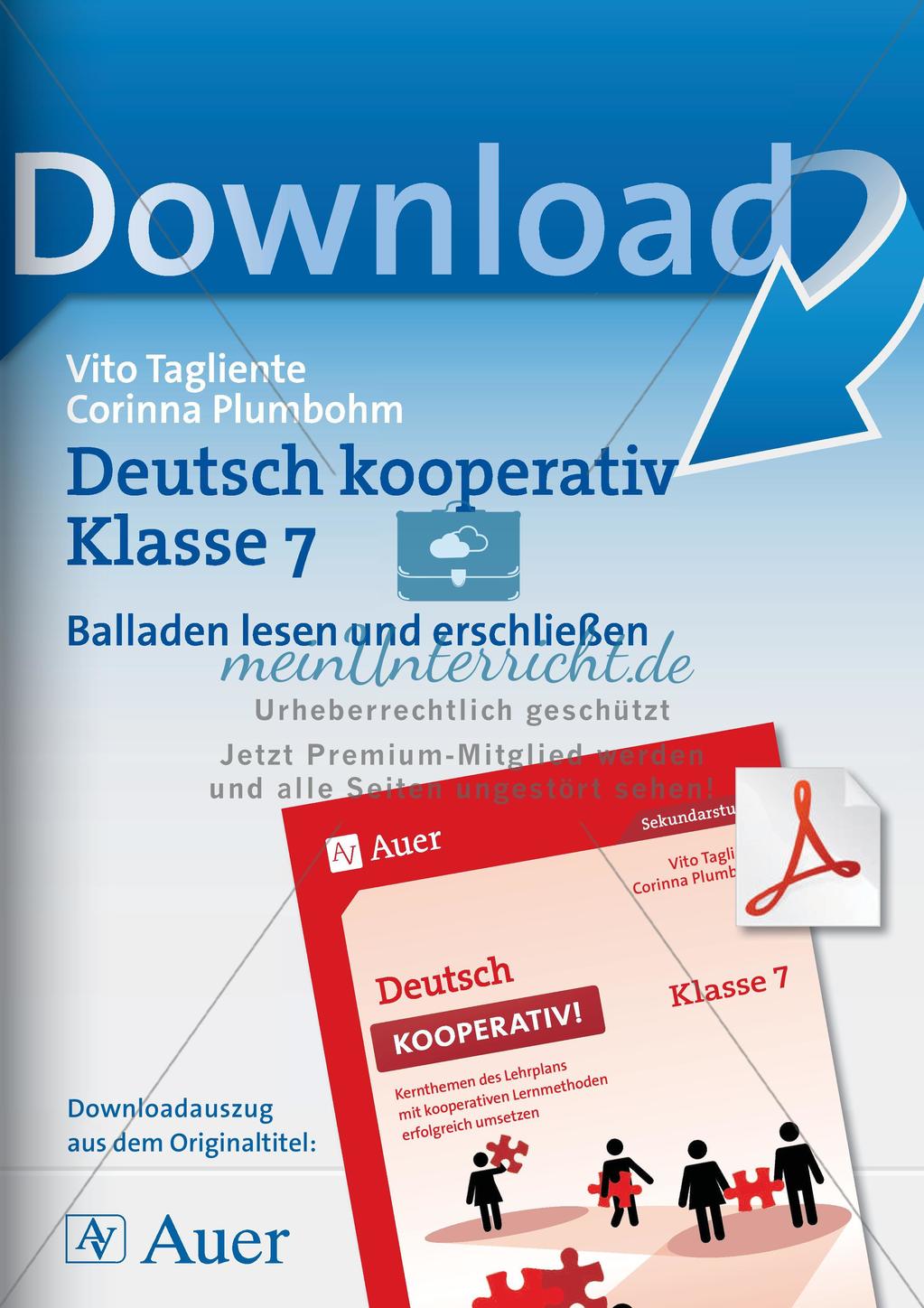 Deutsch kooperativ: Balladen lesen und erschließen Preview 1