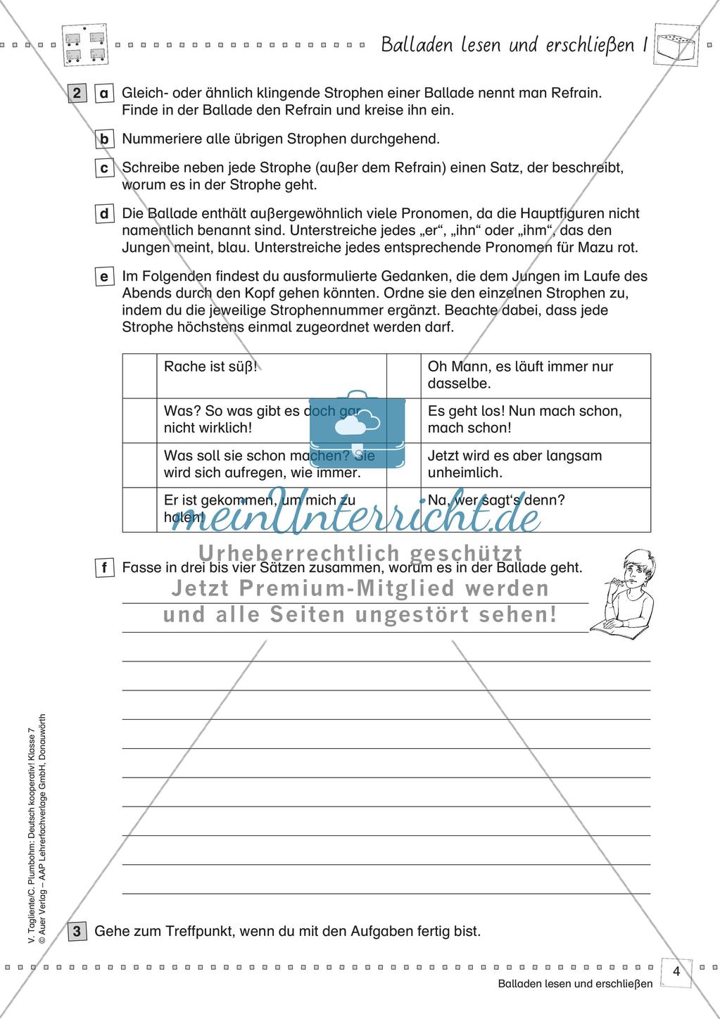 Deutsch kooperativ: Balladen lesen und erschließen Preview 6