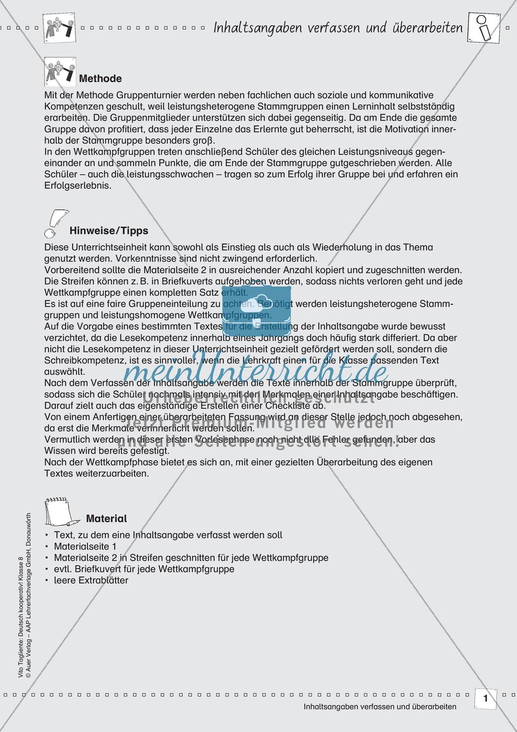 Deutsch kooperativ: Inhaltsangaben erfassen und überarbeiten Preview 3