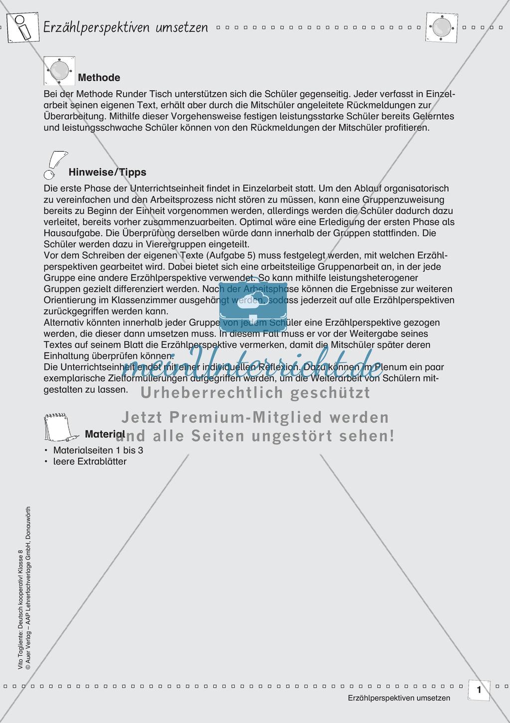 Deutsch kooperativ: Erzählperspektiven umsetzen Preview 3