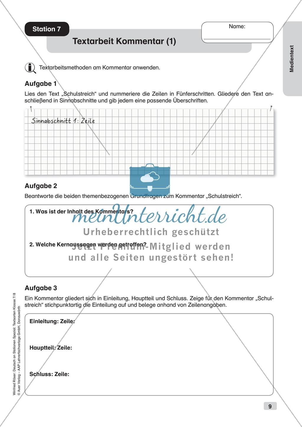 Stationsarbeit: Medientext Preview 11