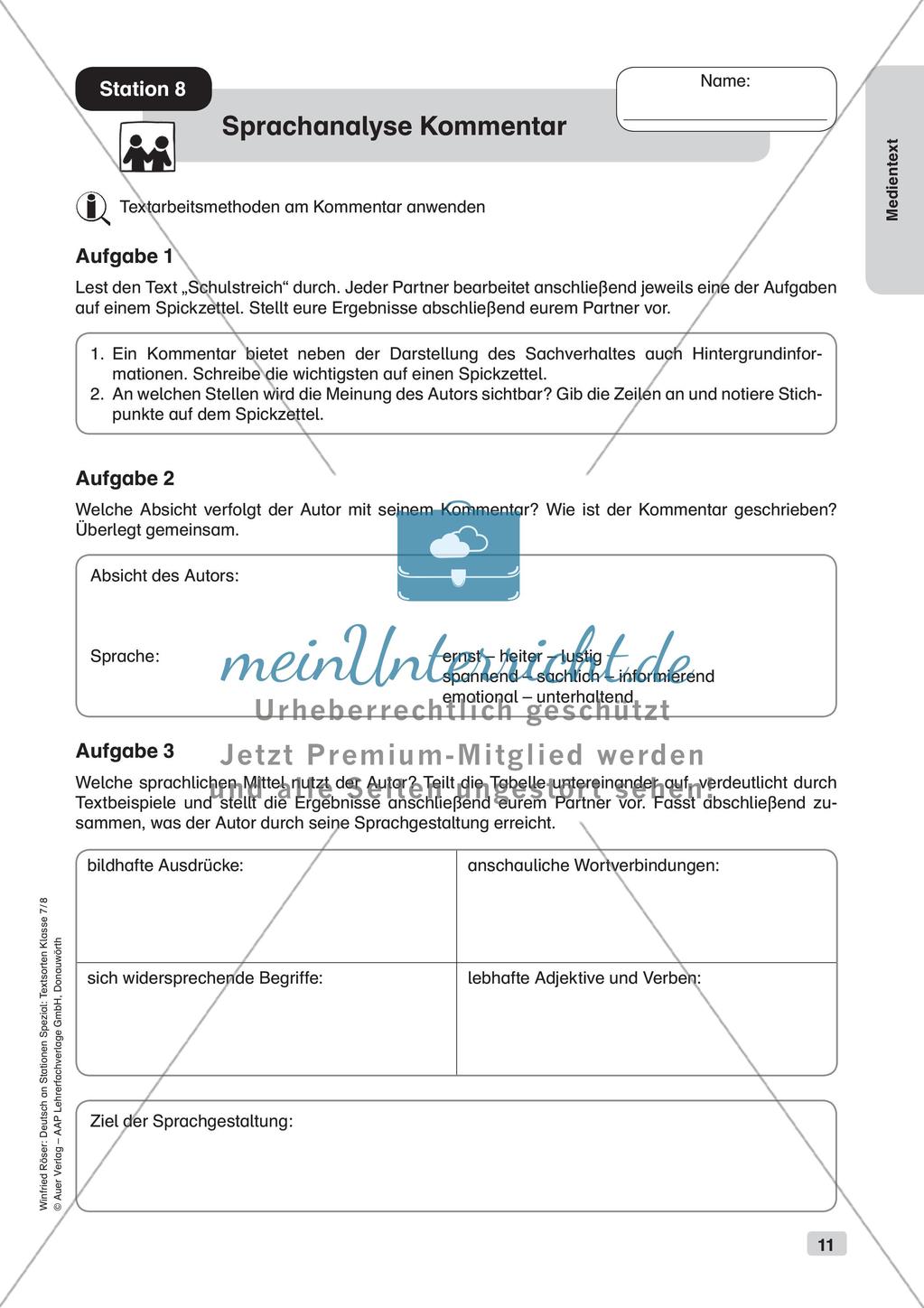 Stationsarbeit: Medientext Preview 13