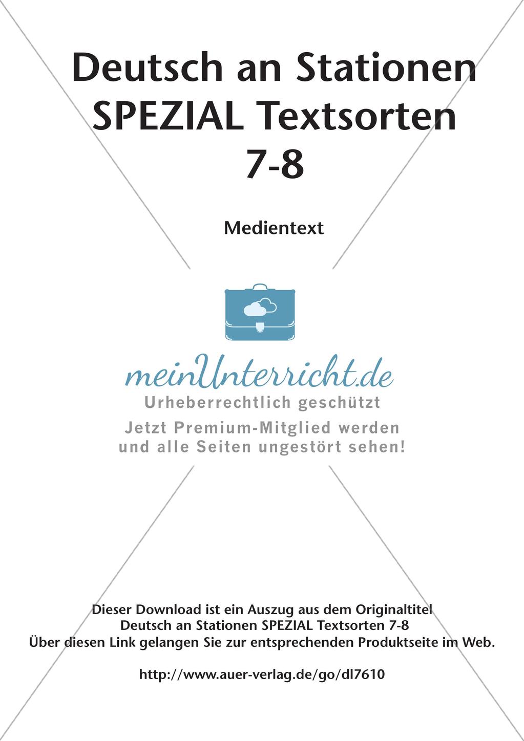 Stationsarbeit: Medientext Preview 2