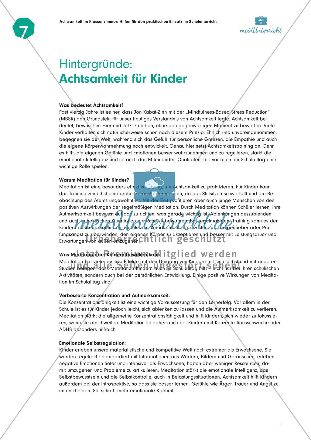 Achtsamkeit im Klassenzimmer: Hintergründe Preview 1