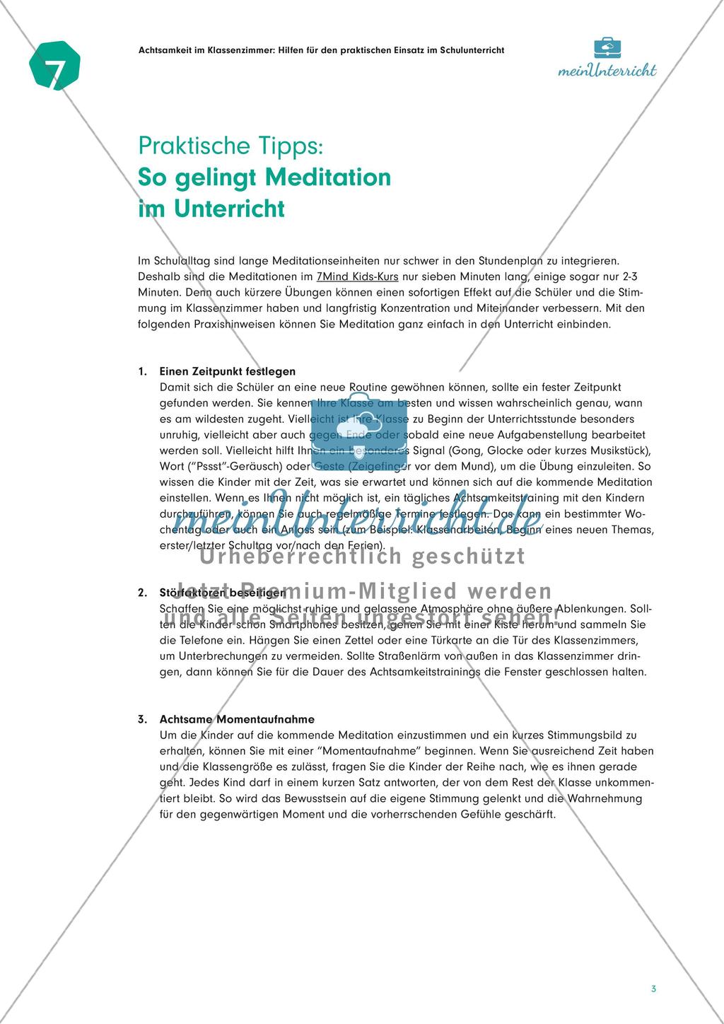 Achtsamkeit im Klassenzimmer: Meditation im Unterricht Preview 1