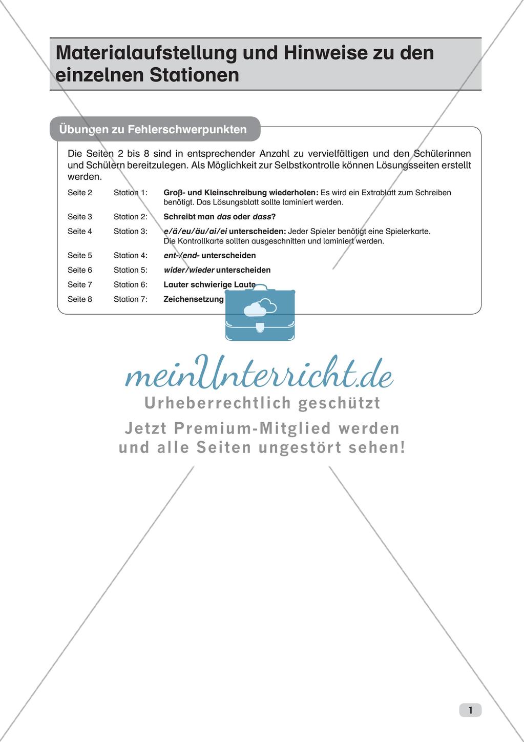 Stationsarbeit: Fehlerschwerpunkte Rechtschreibung Preview 3