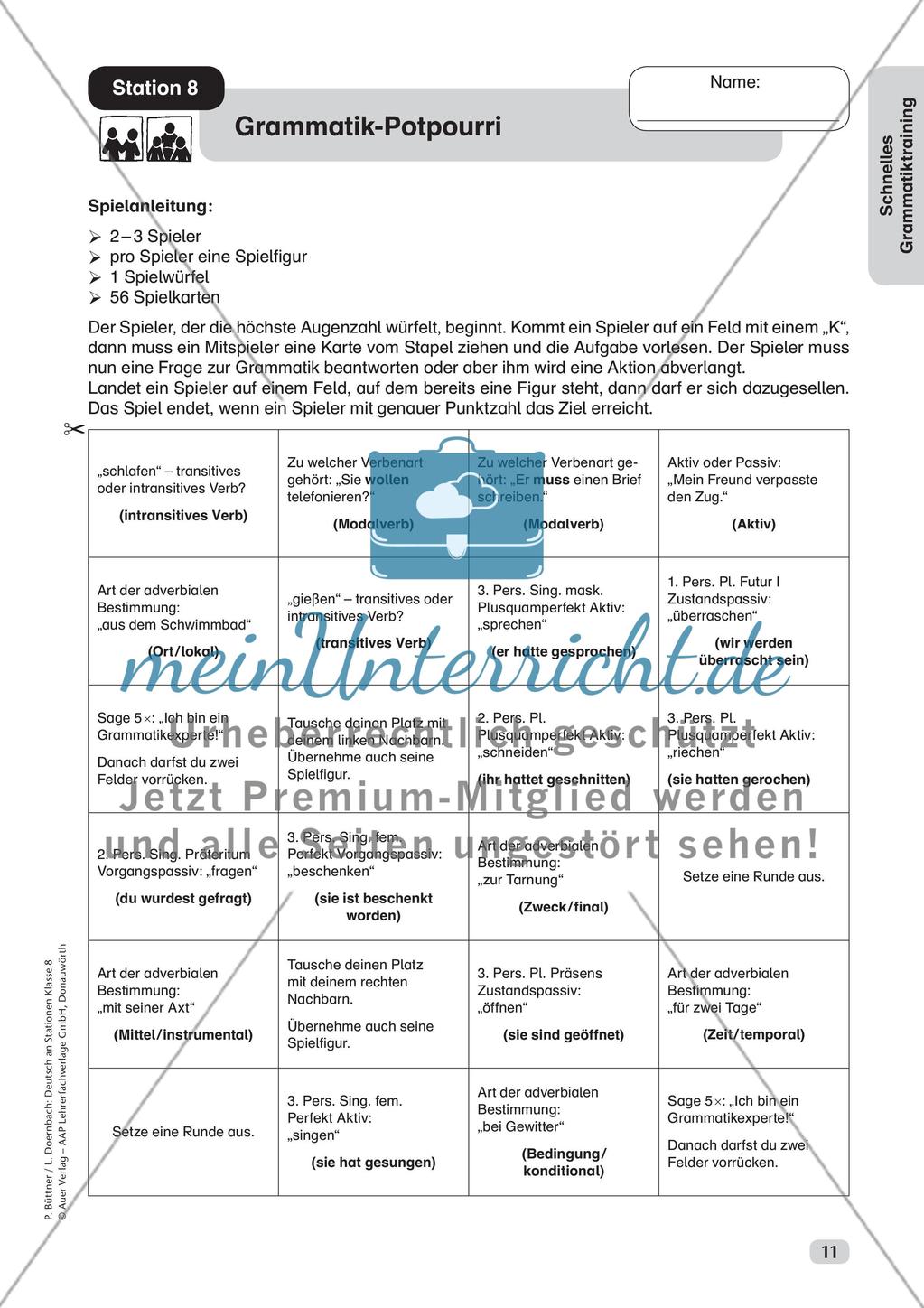 Stationsarbeit: Schnelles Grammatiktraining Preview 13