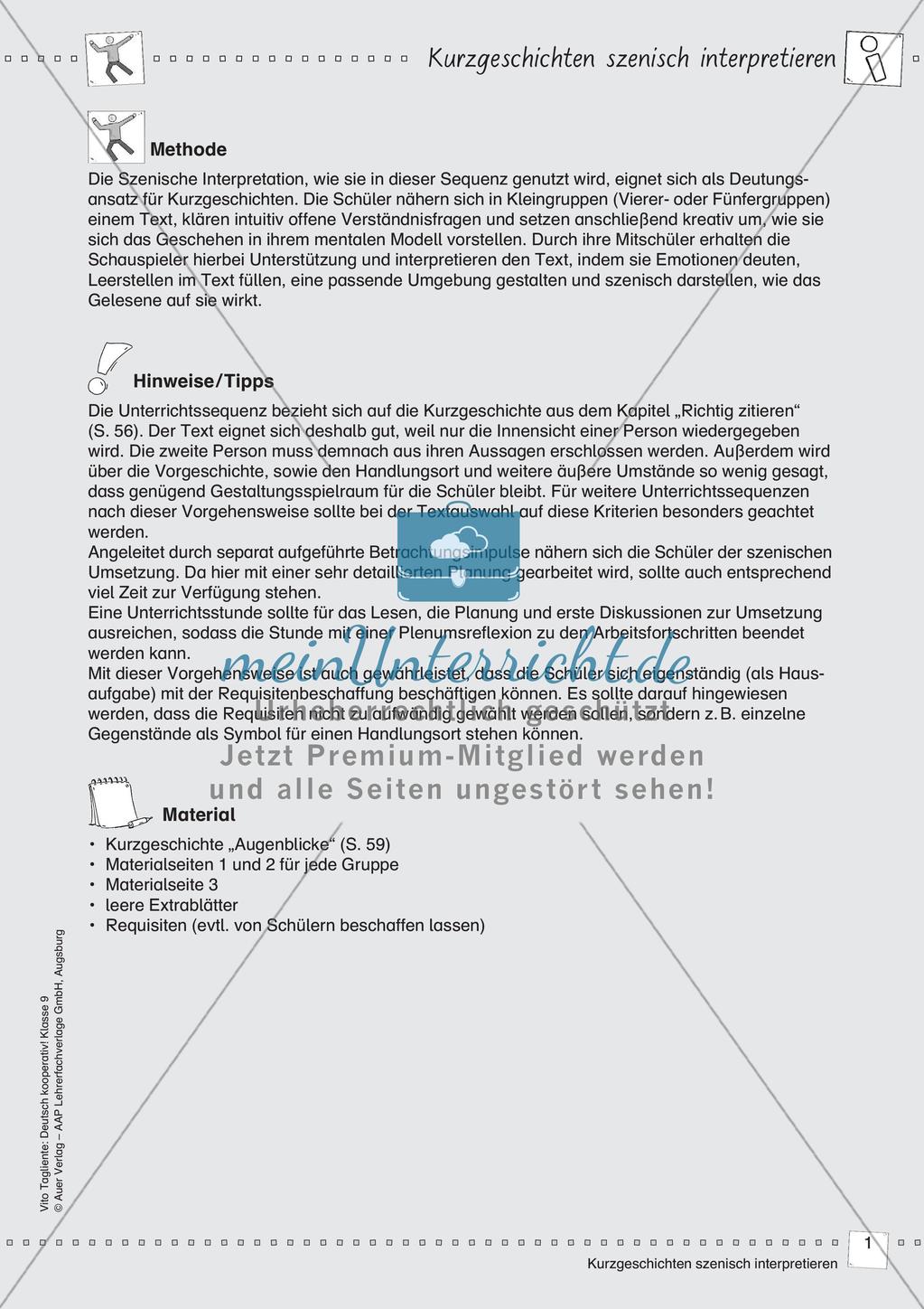 Kooperativ: Szenische Interpretation von Kurzgeschichten Preview 3