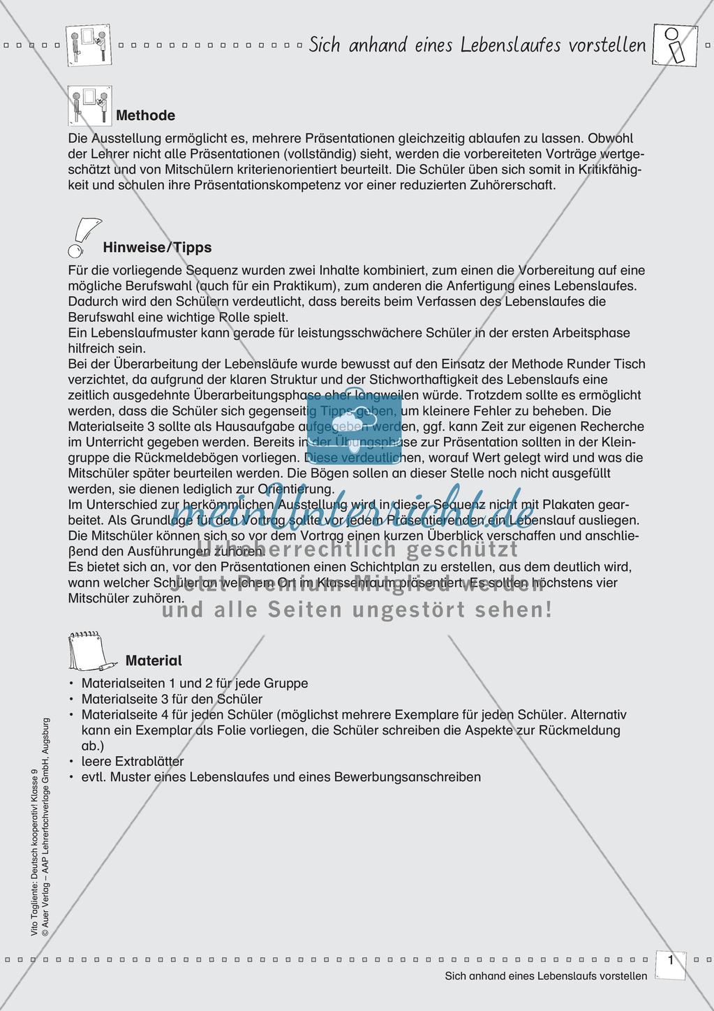 Kooperativ: Erstellung eines tabellarischen Lebenslaufs Preview 3
