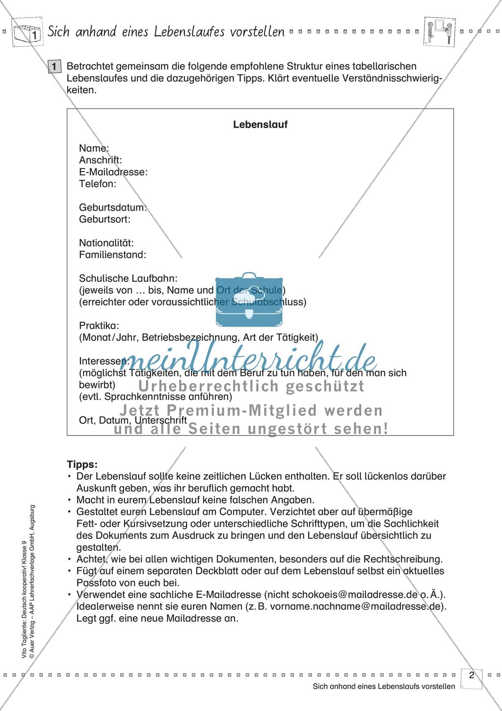 Kooperativ: Erstellung eines tabellarischen Lebenslaufs Preview 4