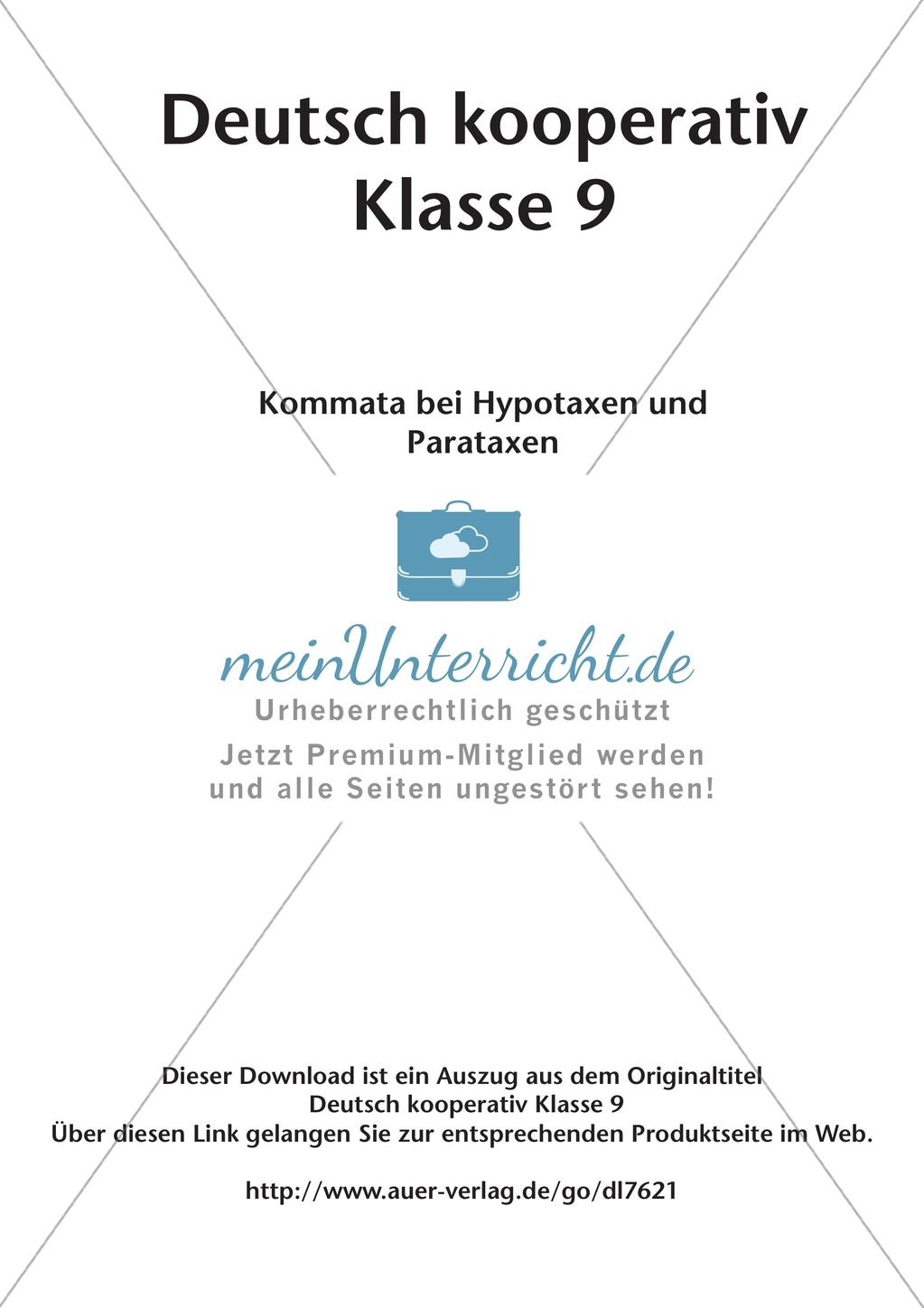 Kooperativ: Kommata bei Hypotaxen und Parataxen Preview 2