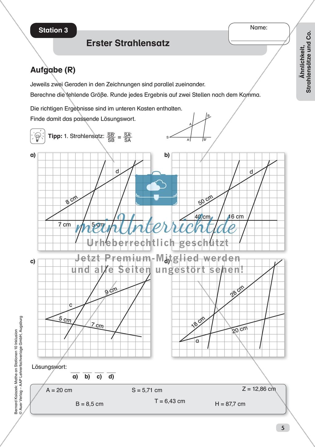 Mathe an Stationen - Inklusion: Ähnlichkeit, Strahlensätze und Co. Preview 7