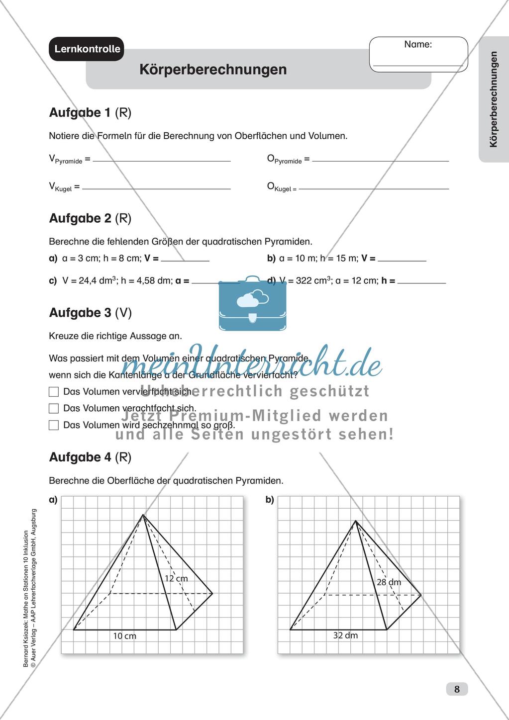 Mathe an Stationen - Inklusion: Körperberechnungen Preview 10