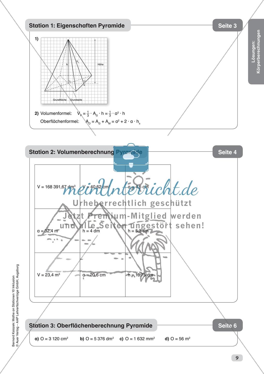 Mathe an Stationen - Inklusion: Körperberechnungen Preview 11