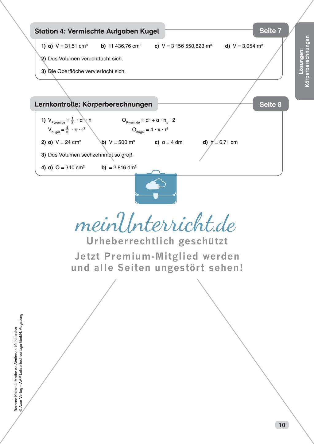 Mathe an Stationen - Inklusion: Körperberechnungen Preview 12