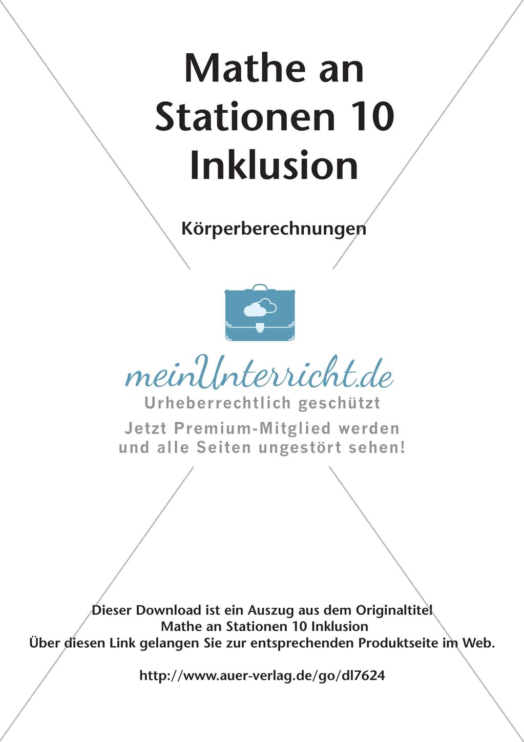 Mathe an Stationen - Inklusion: Körperberechnungen Preview 2