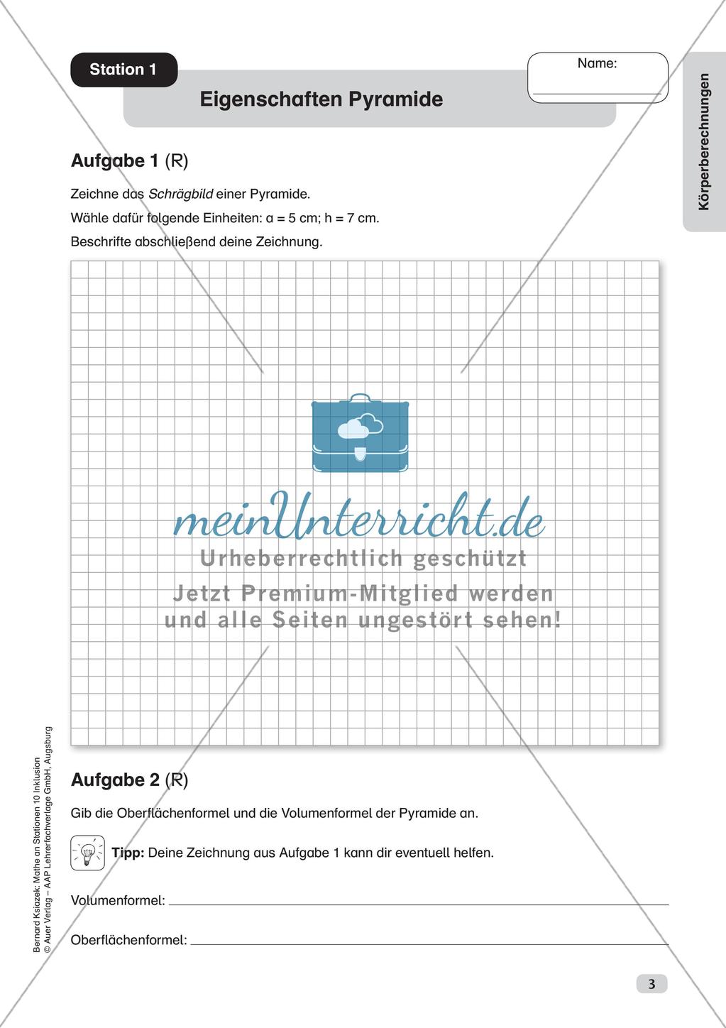 Mathe an Stationen - Inklusion: Körperberechnungen Preview 5