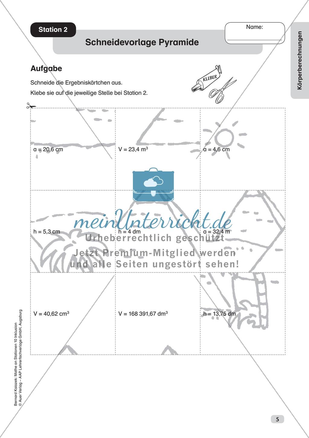 Mathe an Stationen - Inklusion: Körperberechnungen Preview 7