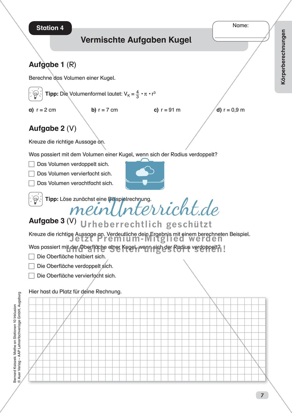 Mathe an Stationen - Inklusion: Körperberechnungen Preview 9