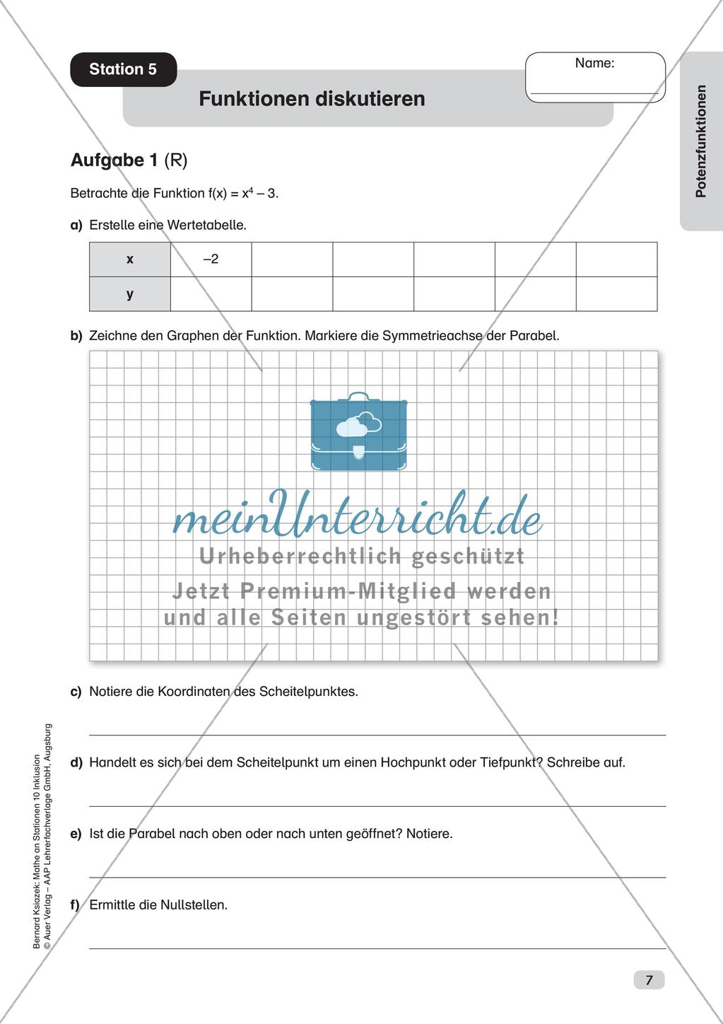 Mathe an Stationen - Inklusion: Potenzfunktionen Preview 9