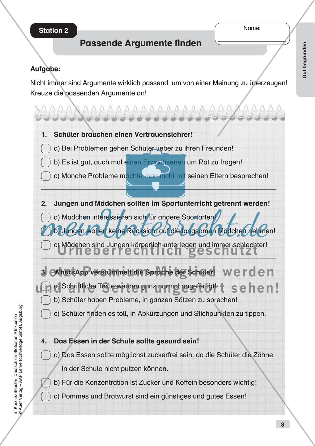 Deutsch an Stationen/Inklusion: Gut begründen Preview 5