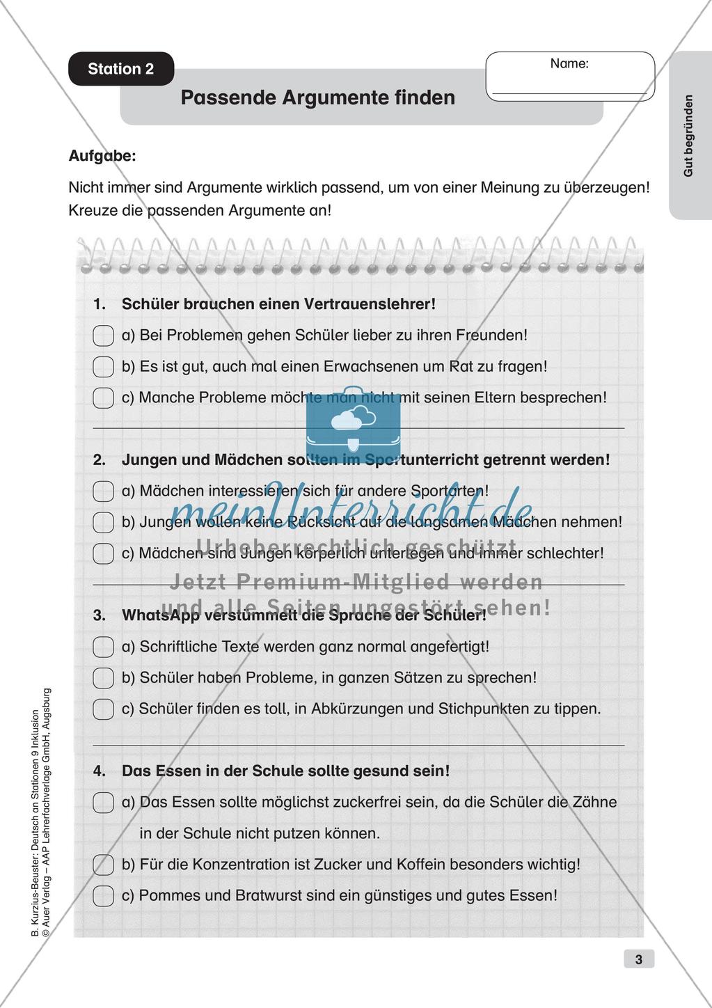 Deutsch an Stationen/Inklusion: Gut begründen Preview 5