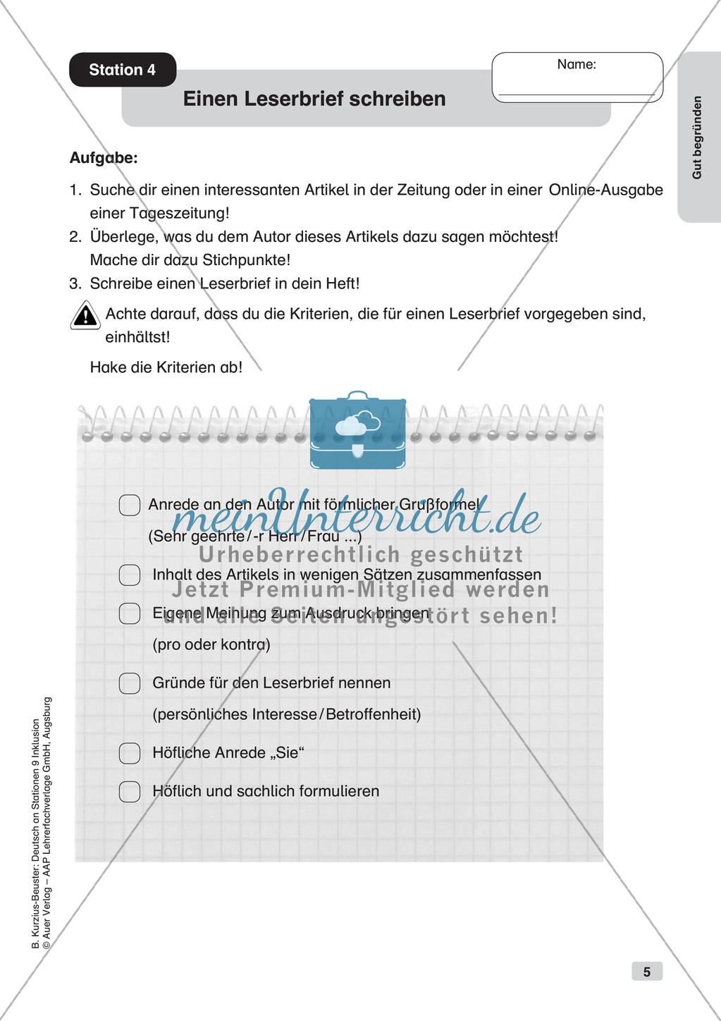 Deutsch an Stationen/Inklusion: Gut begründen Preview 7
