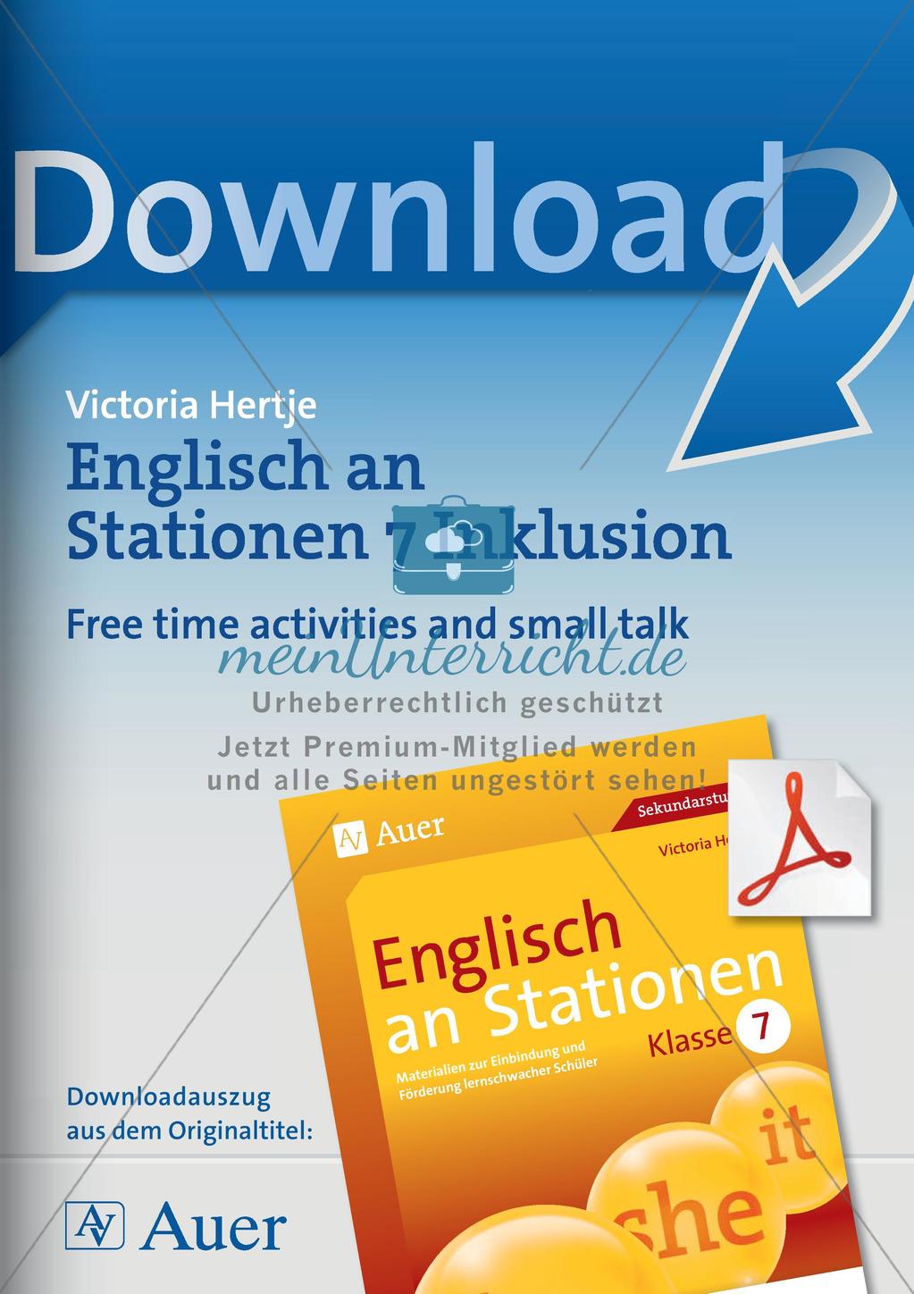 Stationsarbeit Inklusion: Free time activities and small talk Preview 1