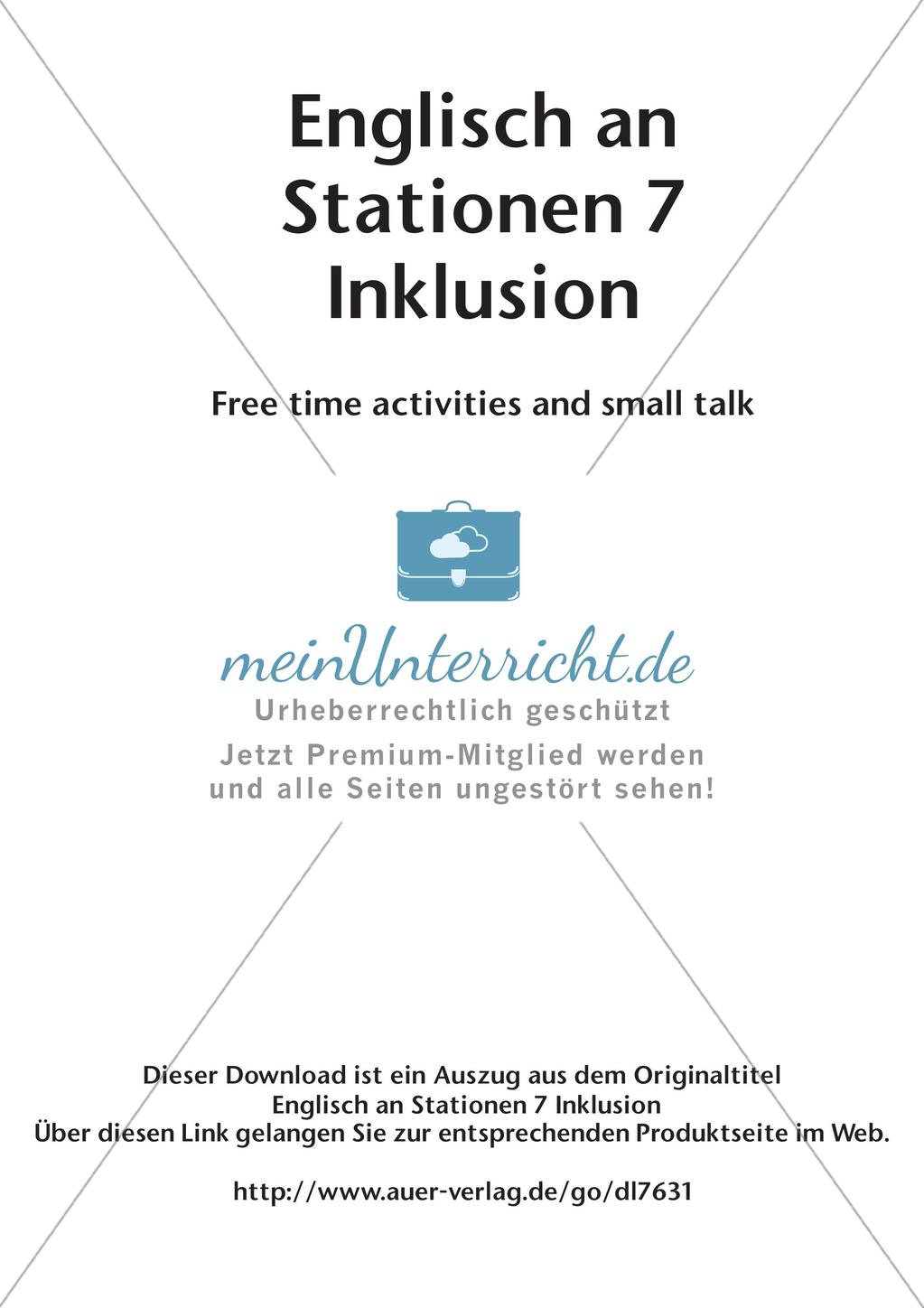 Stationsarbeit Inklusion: Free time activities and small talk Preview 2
