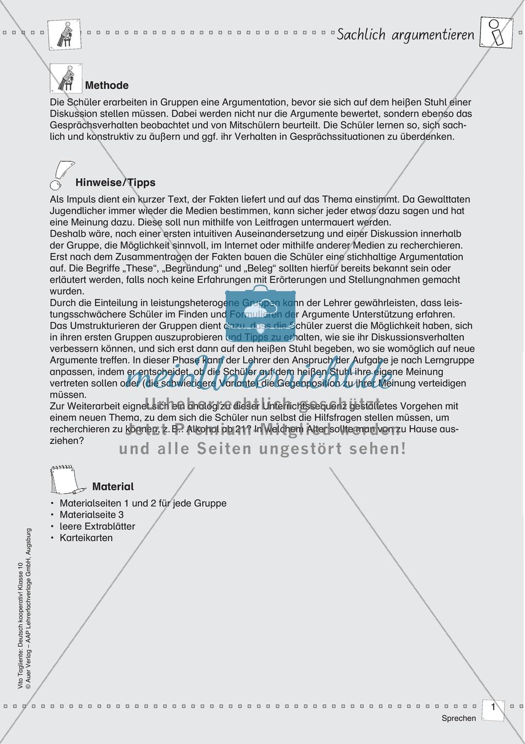 Deutsch kooperativ Sachlich argumentieren Preview 3