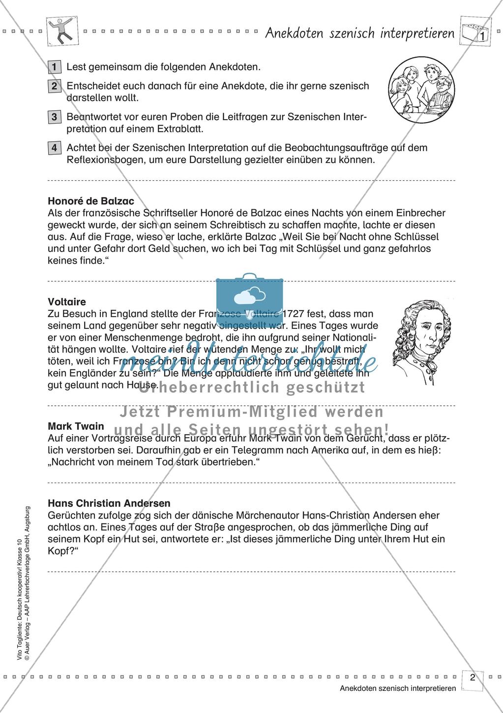 Deutsch kooperativ Anekdoten szenisch interpretieren szenische Darstellung Gruppenarbeit Preview 4
