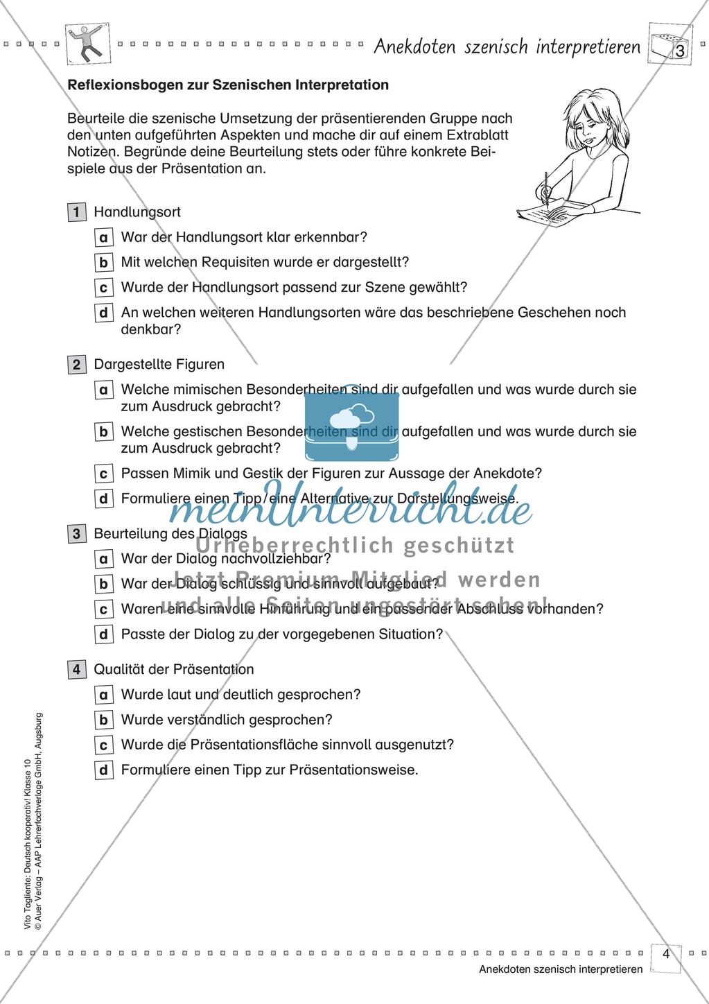 Deutsch kooperativ Anekdoten szenisch interpretieren szenische Darstellung Gruppenarbeit Preview 6