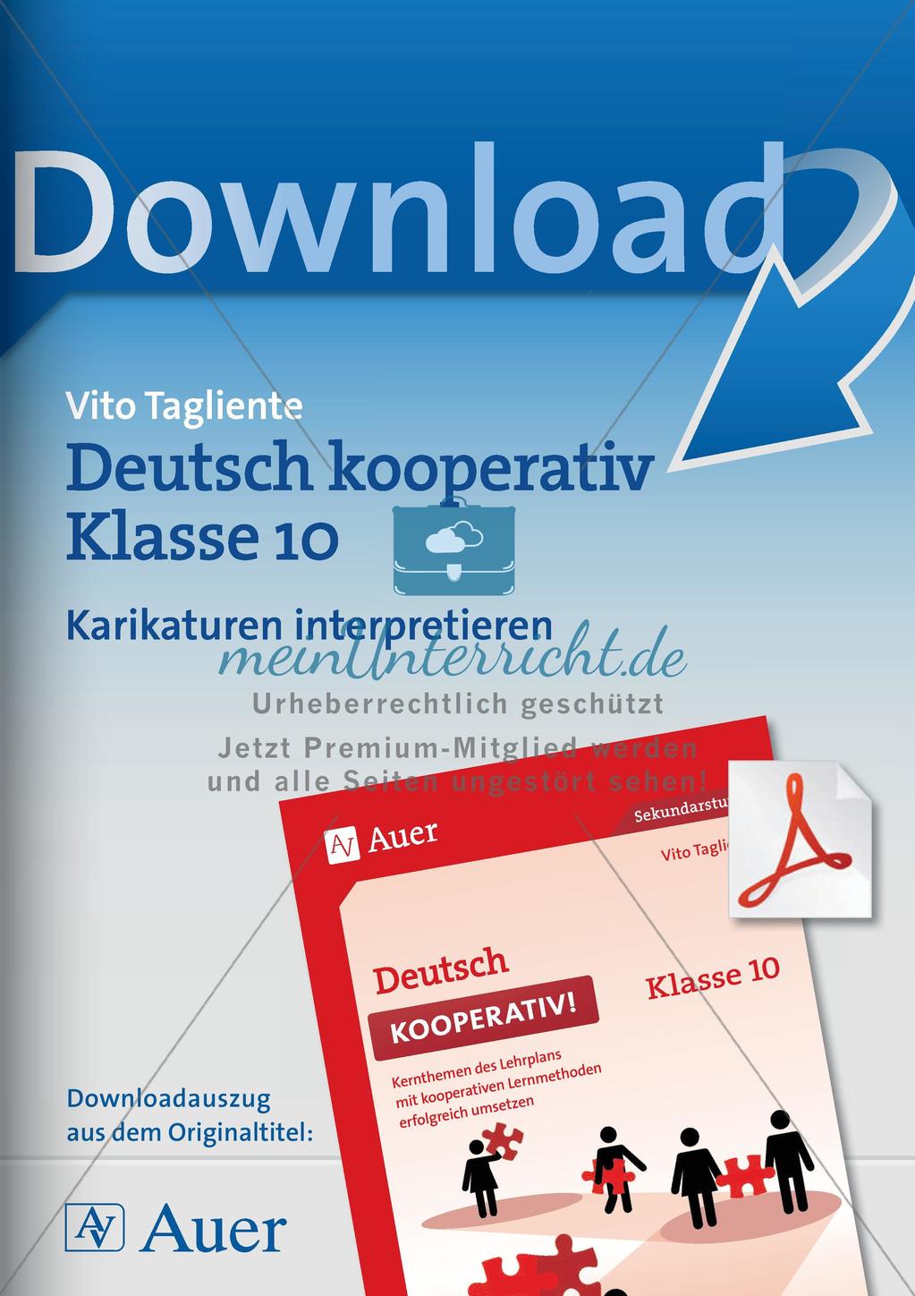 Deutsch kooperativ Karikaturen interpretieren Schreibgespräch szenische Darstellungsform Preview 1