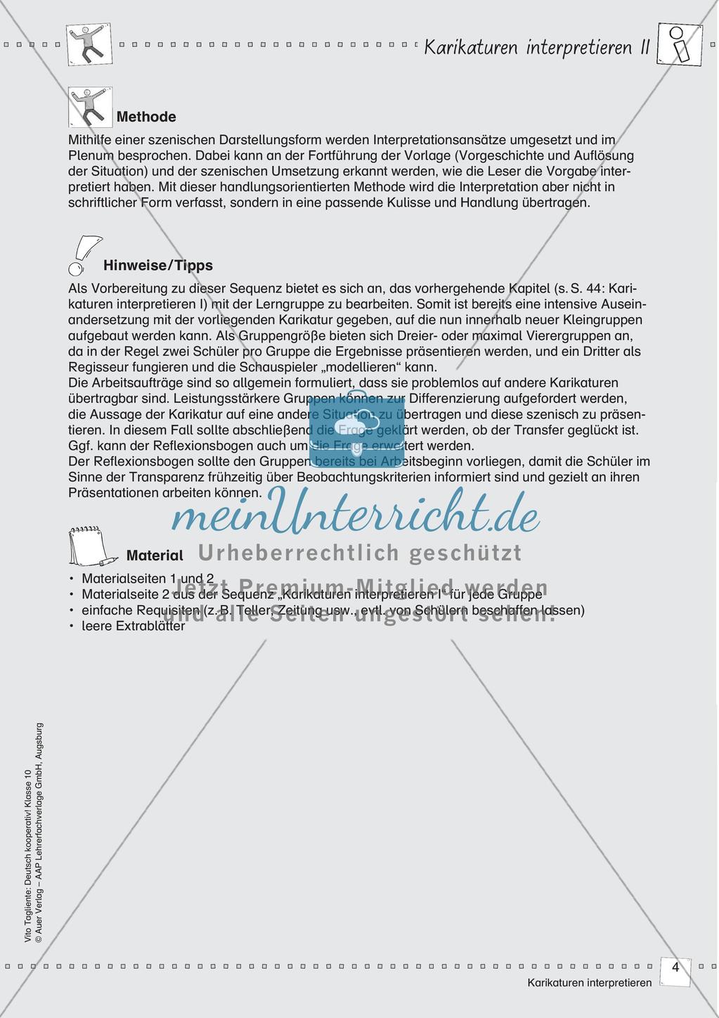 Deutsch kooperativ Karikaturen interpretieren Schreibgespräch szenische Darstellungsform Preview 6
