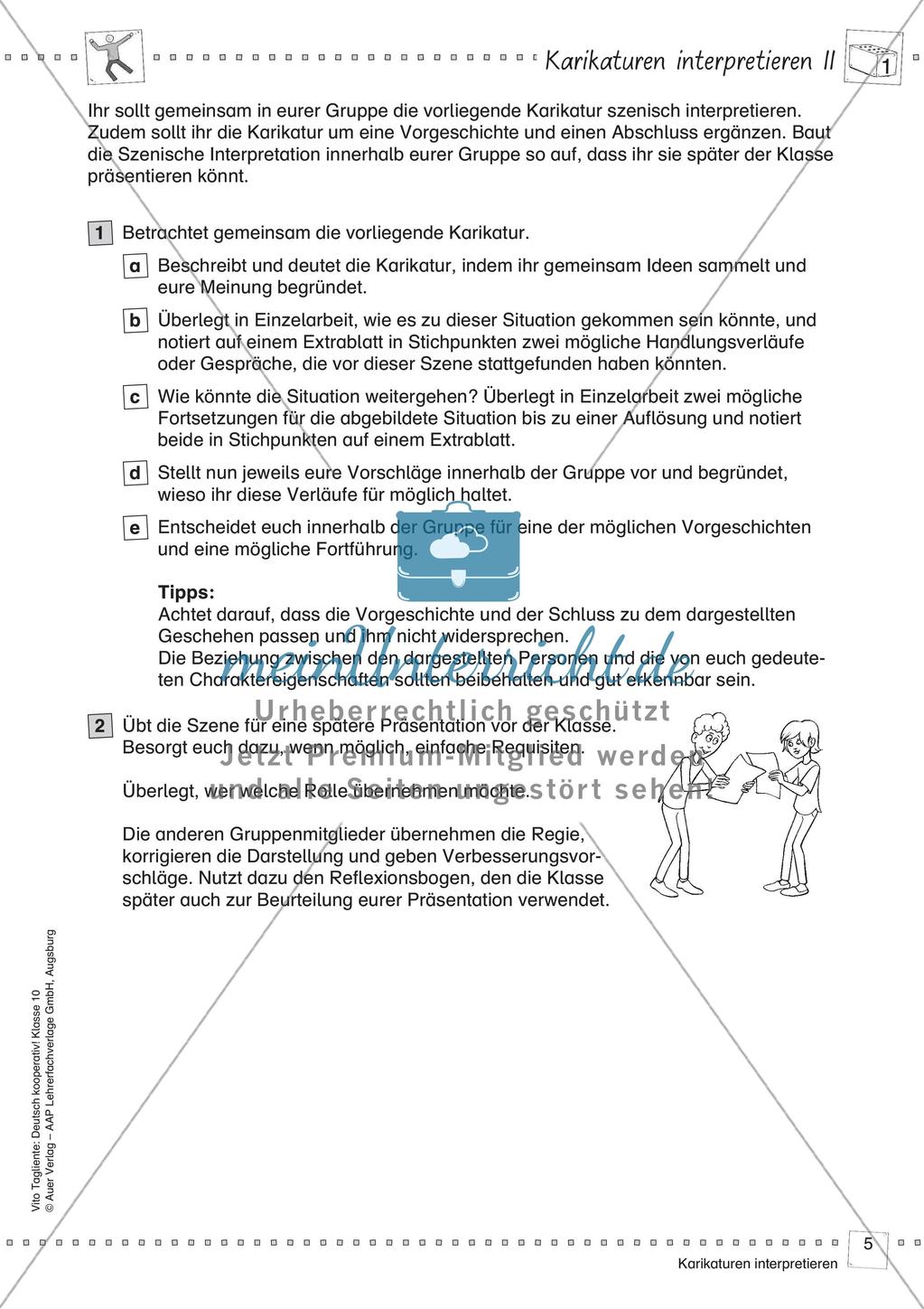 Deutsch kooperativ Karikaturen interpretieren Schreibgespräch szenische Darstellungsform Preview 7